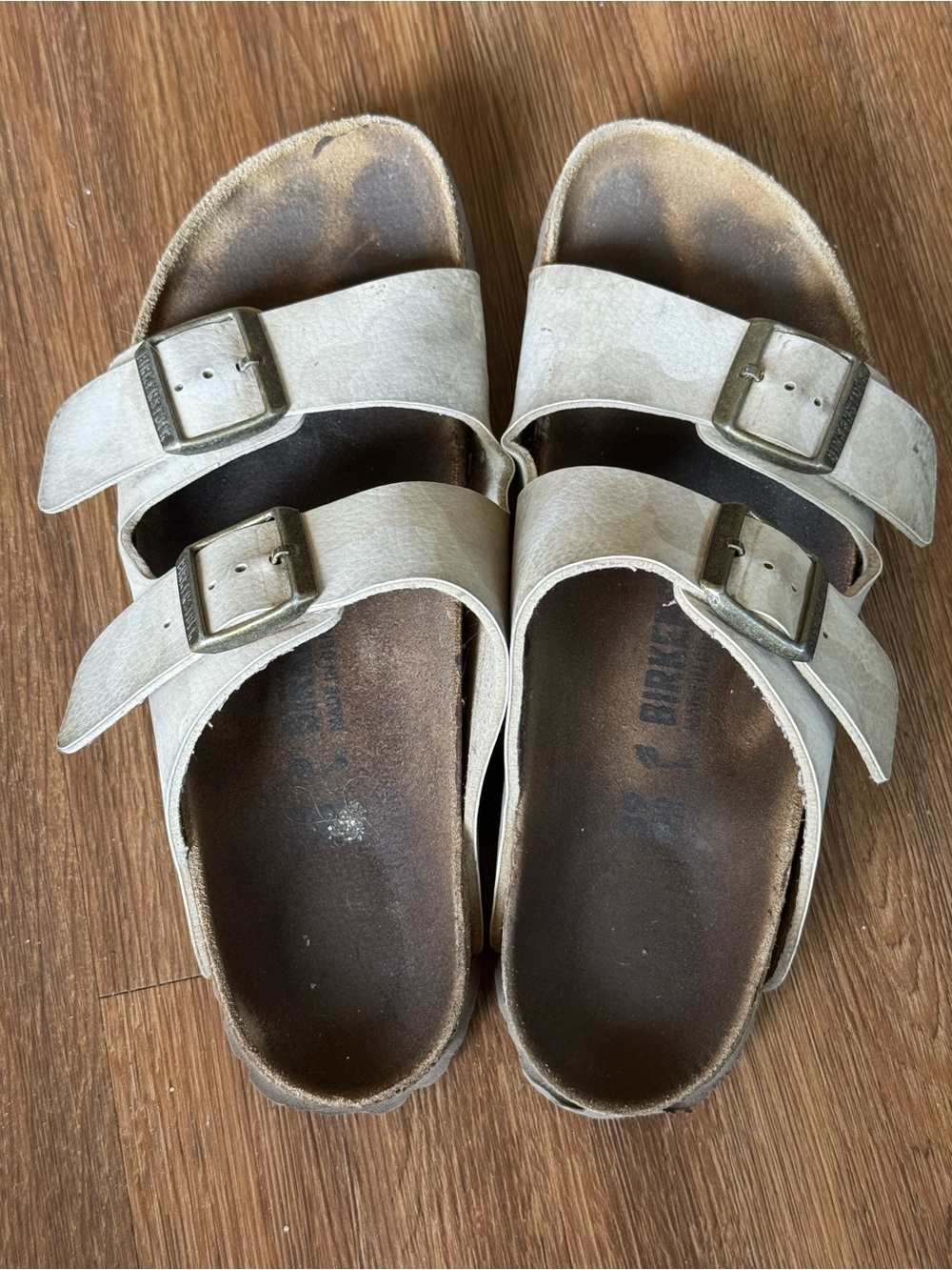 Birkenstock Two-Buckle Slide Sandals in Off-White/Cream